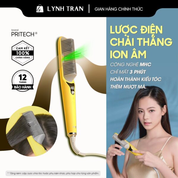 Lược chải thẳng ion âm Pritech