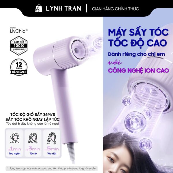 Máy sấy tóc ion âm tốc độ cao Livchic