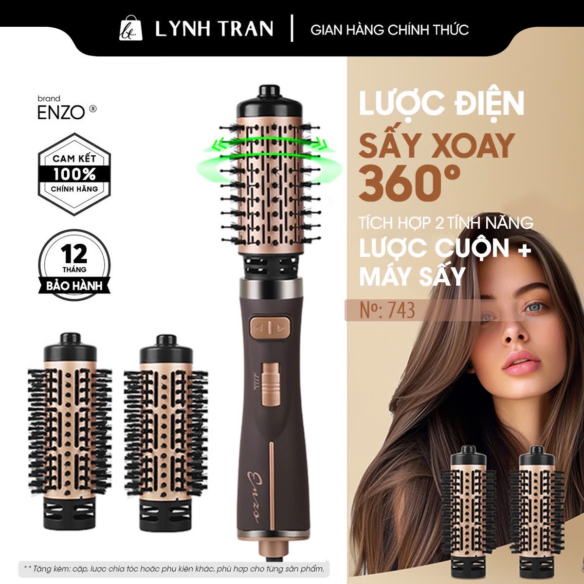 Lược sấy xoay tự động Enzo® 743