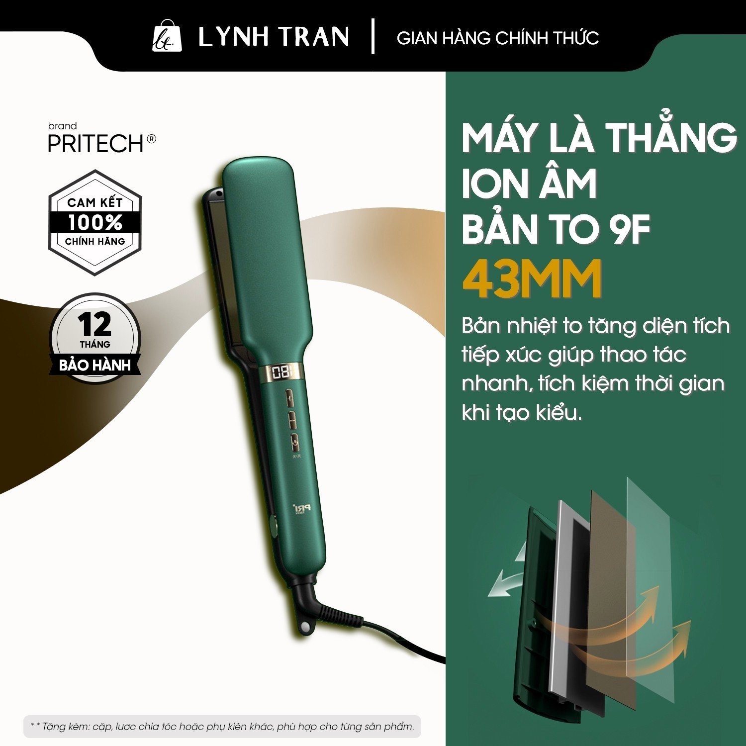 Máy là thẳng bản to 9F Pritech